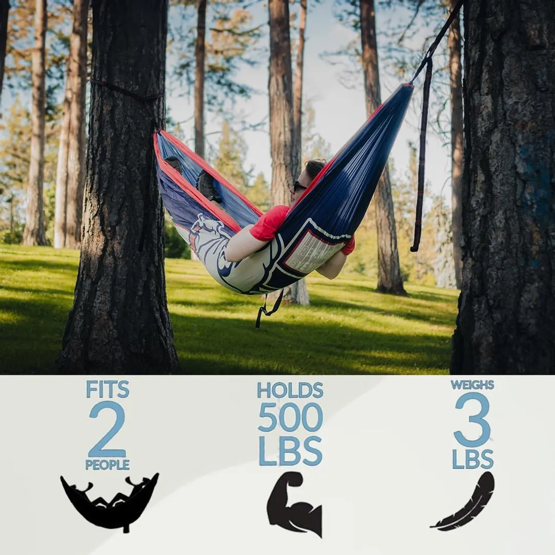 Rincon Official (Gonzaga University) College Hammock - Premium 210T Nylon, Spacious 112 x 74 inches (LxW) Double & Single Camping Hammock - Portable Outdoor Adventure Gear for Students and Alumni