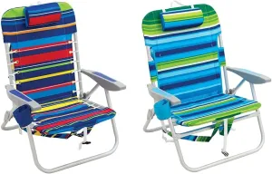 Rio Beach Backpack Beach Chairs with Higher and Wider Seating Options (4-Position and 13 Inch High Seat)
