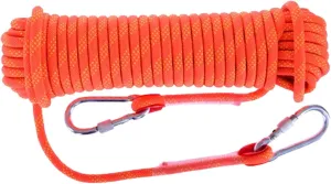 Rock Climbing Rope, Outdoor Climbing Rope Static Rock Climbing Rope for Hiking Mountaineering Training Rescue Fire Escape (Orange)