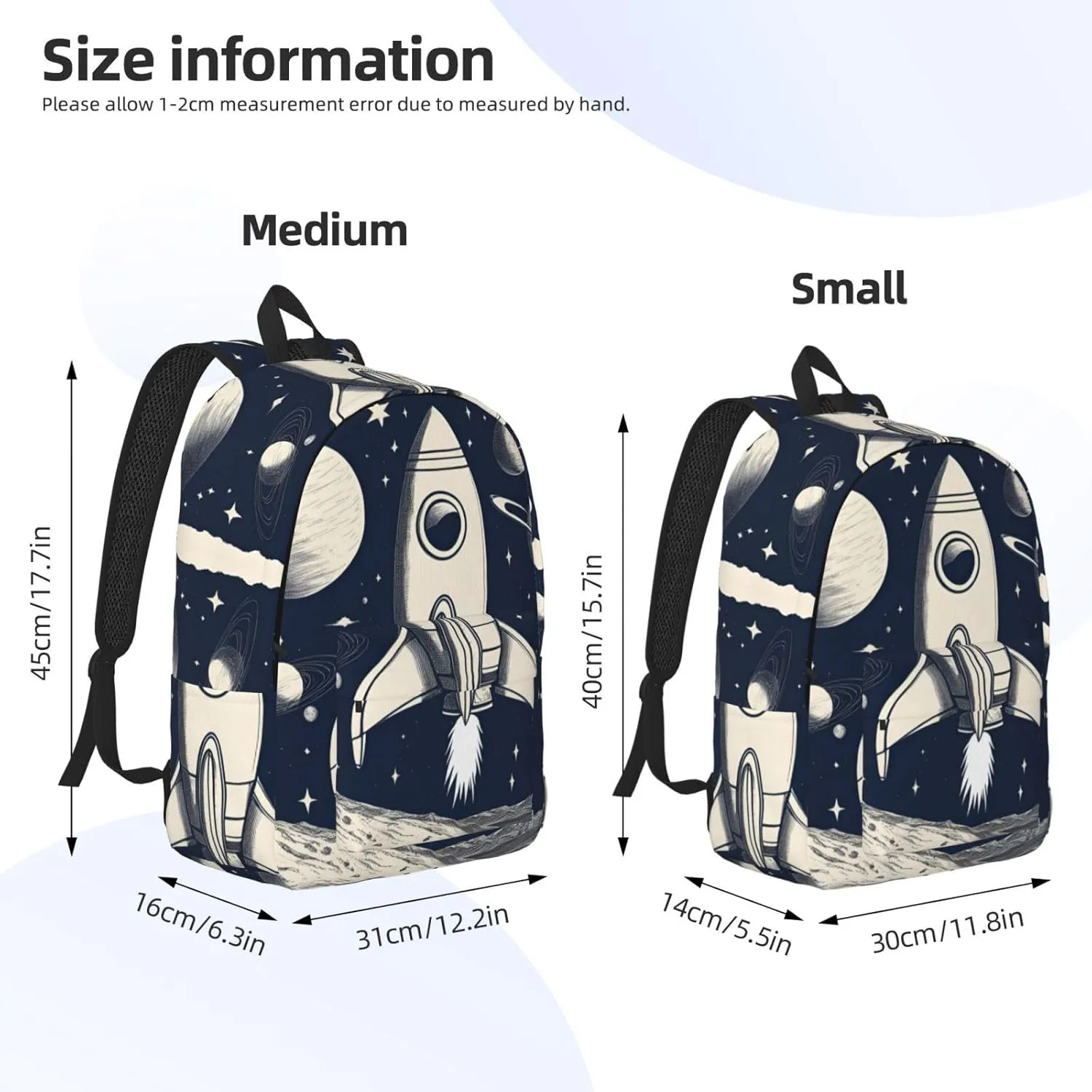 Rocket in Space print Laptop Backpack for Women, Work Business Backpacks Large Capacity Nurse Bag College Bookbag