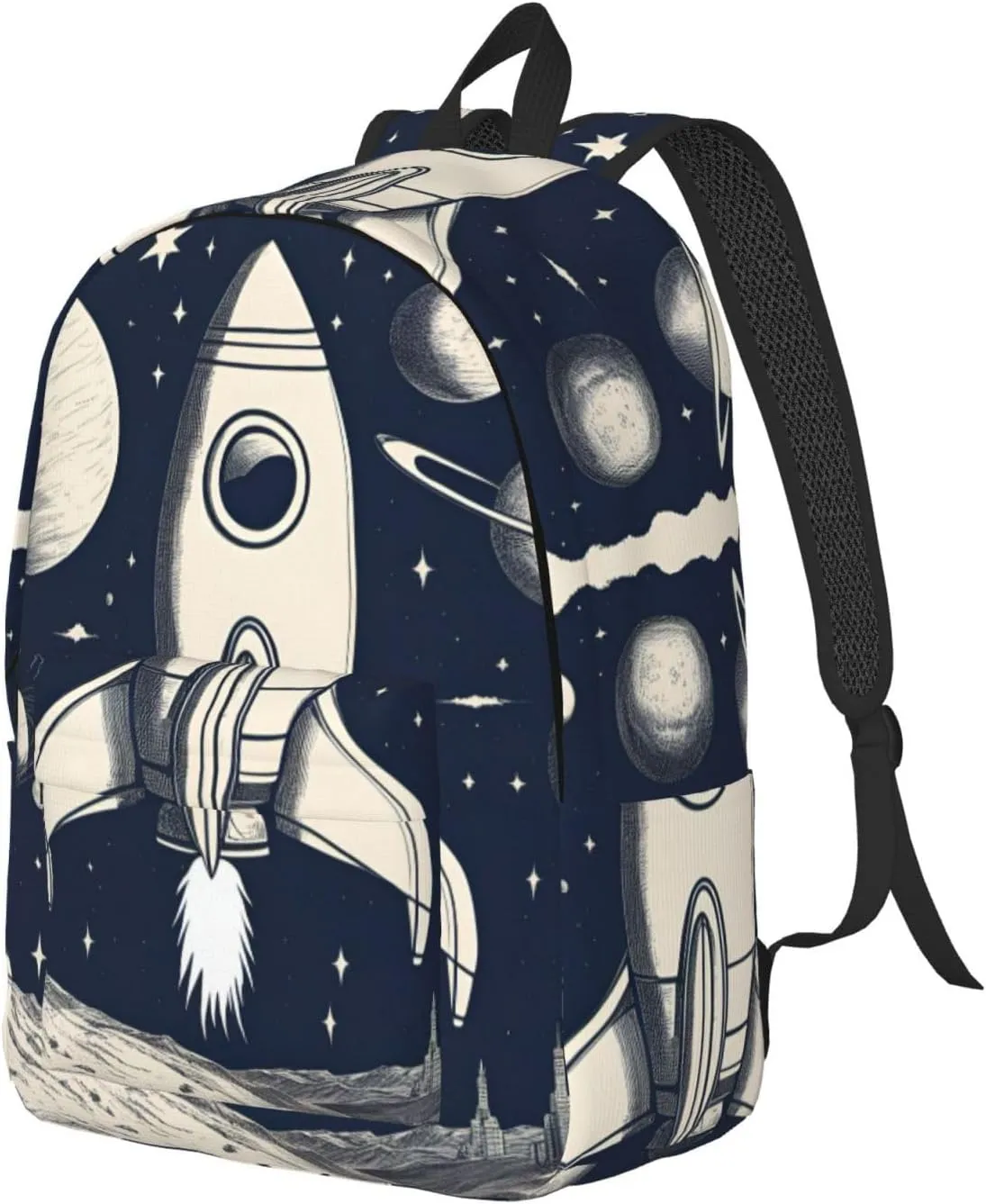 Rocket in Space print Laptop Backpack for Women, Work Business Backpacks Large Capacity Nurse Bag College Bookbag