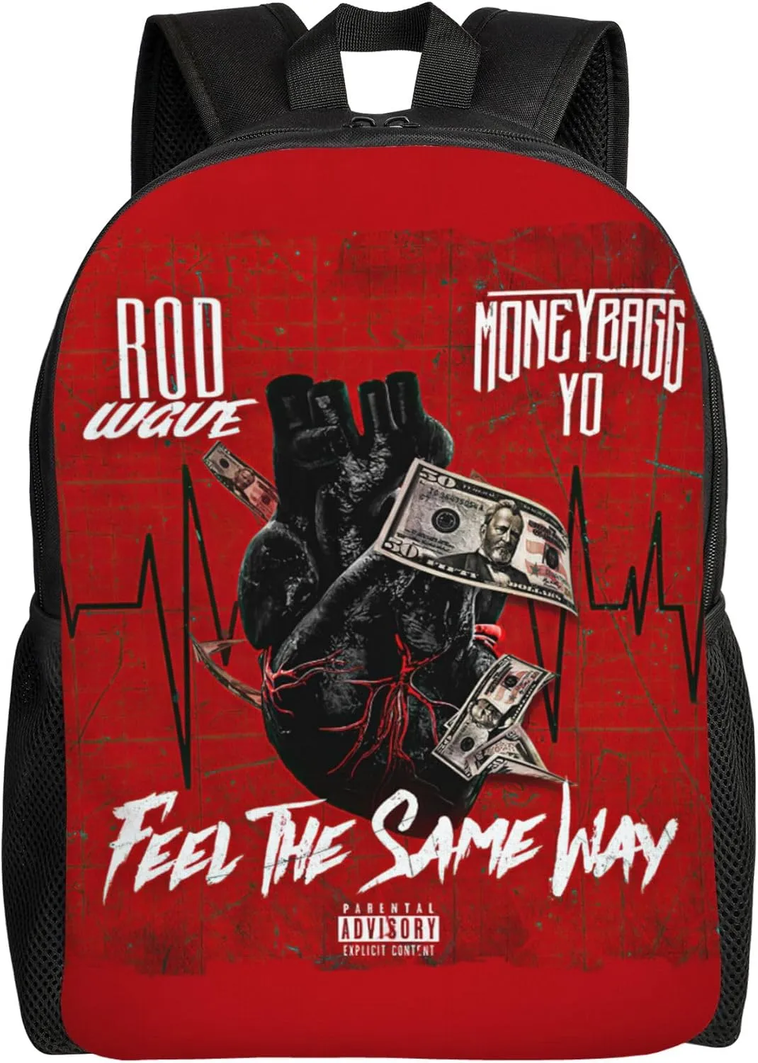 Rod Music Wave Unisex Backpack Single-Sided Printed Backpack Light Casual Laptop Backpack Travel Backpack Suitable For Office Travel Commuting