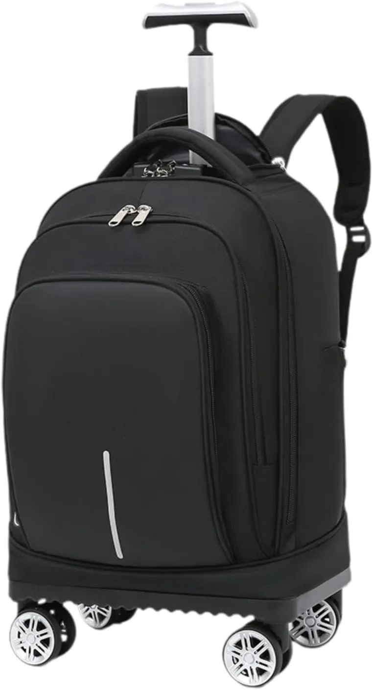 Rolling Backpack Wheeled Laptop Backpack Waterproof Stowable Straps 18inch Business Bag Computer Bag for Business Camping