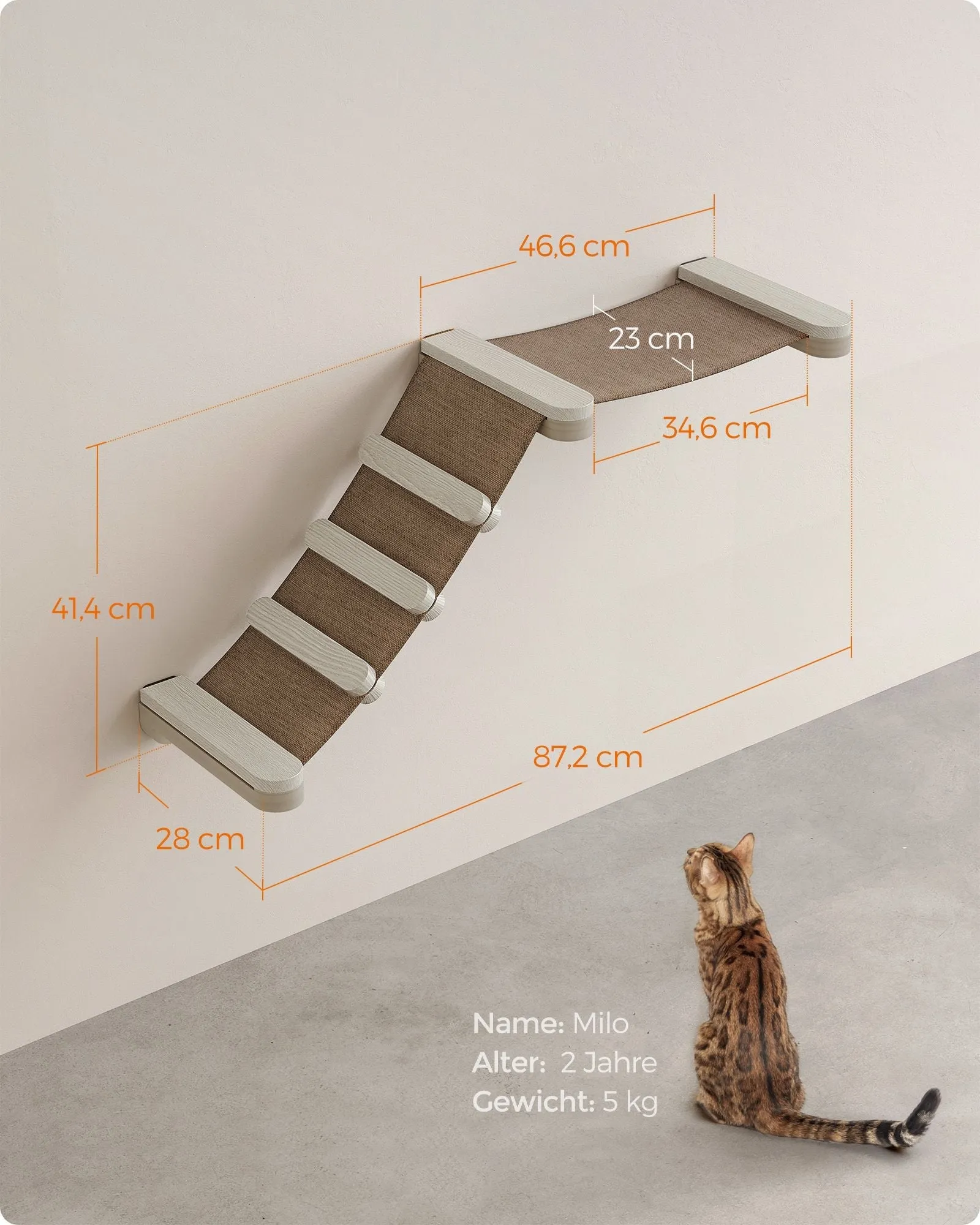 Rootz Cat Climbing Hammock - Cat Tree - Scratching Post - Chipboard - Cotton Linen Fabric - Pine Wood - 87.2cm x 28cm x 41.4cm