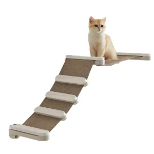 Rootz Cat Climbing Hammock - Cat Tree - Scratching Post - Chipboard - Cotton Linen Fabric - Pine Wood - 87.2cm x 28cm x 41.4cm