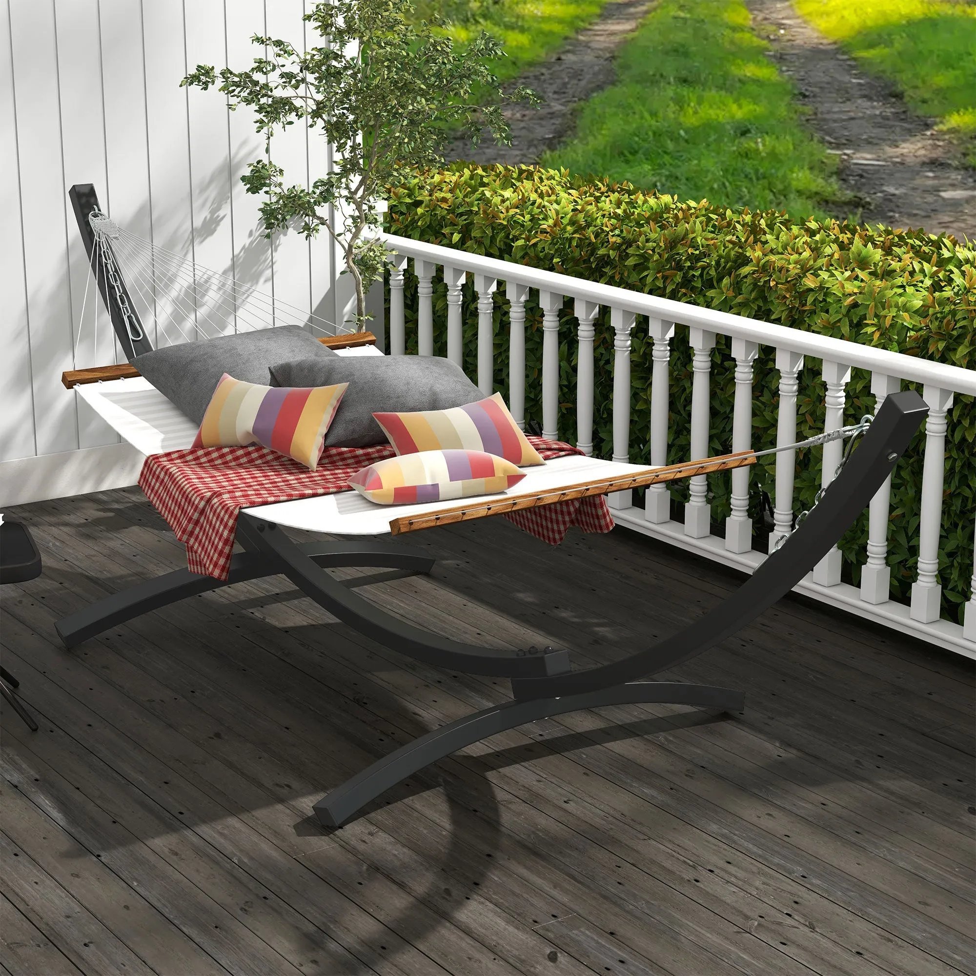 Rootz Hammock Frame - Metal Stand - Durable Epoxy Coated - Weather-Resistant - 360cm x 120cm x 95cm - Ideal for 270-330cm Hammocks