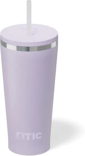 RTIC 20oz Everyday Tumbler Insulated Stainless Steel Portable Travel Coffee Cup with Straw, Spill-Resistant Lid, BPA-Free, Hot and Cold Drink, Ceramic Lining, Dusty Lilac