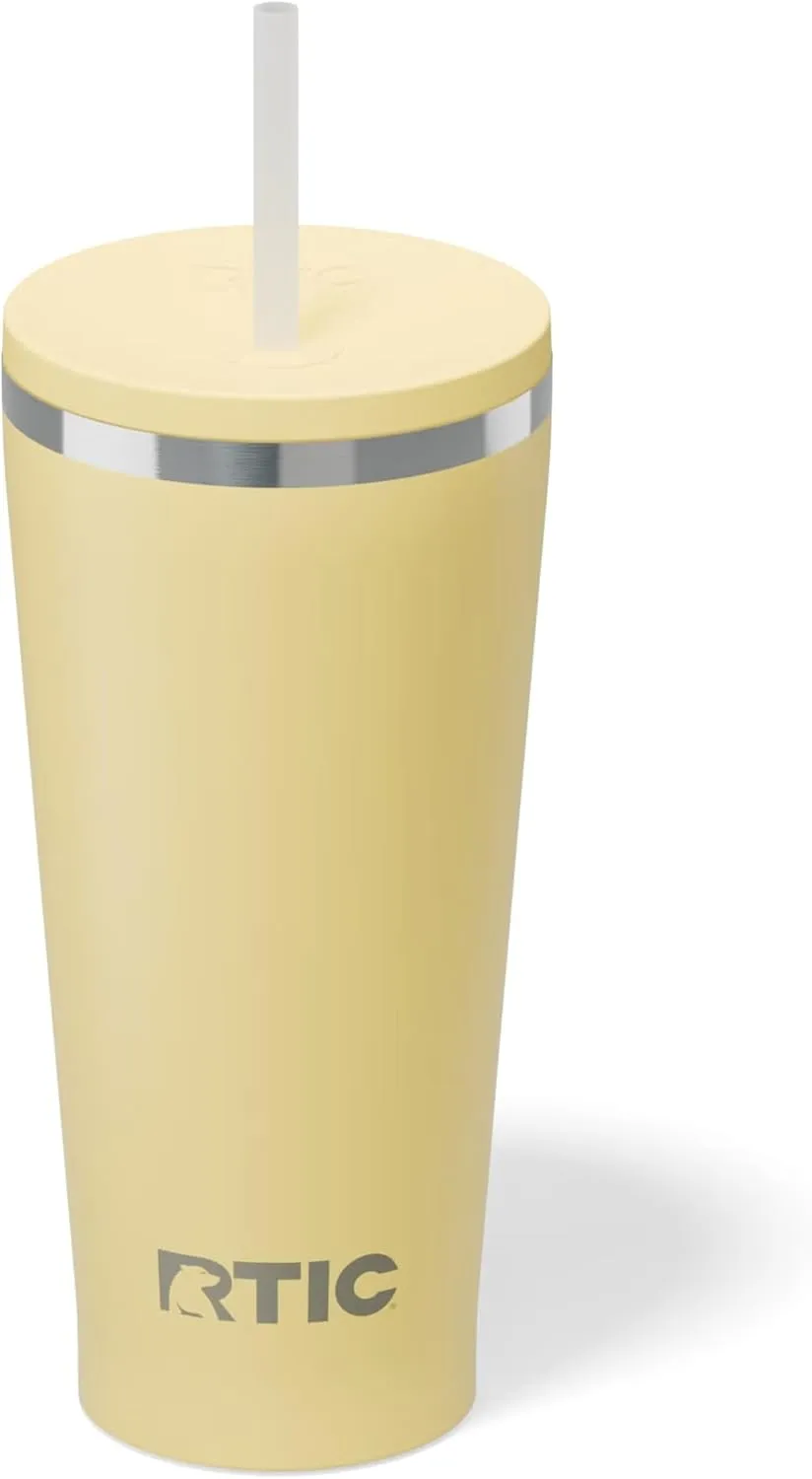 RTIC 20oz Everyday Tumbler Insulated Stainless Steel Portable Travel Coffee Cup with Straw, Spill-Resistant Lid, BPA-Free, Hot and Cold Drink, Ceramic Lining, Sunlight