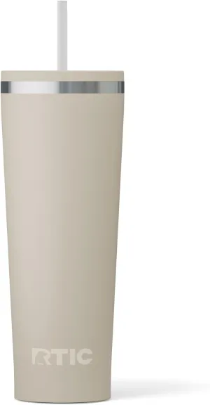 RTIC 28oz Everyday Tumbler Insulated Stainless Steel Portable Travel Coffee Cup with Straw, Spill-Resistant Lid, BPA-Free, Hot and Cold Drink, Ceramic Lining, Beach