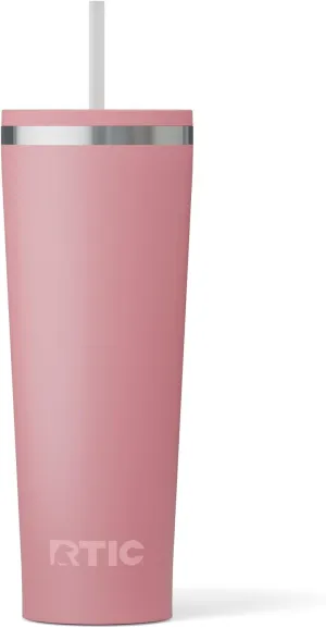 RTIC 28oz Everyday Tumbler Insulated Stainless Steel Portable Travel Coffee Cup with Straw, Spill-Resistant Lid, BPA-Free, Hot and Cold Drink, Ceramic Lining, Dusty Rose