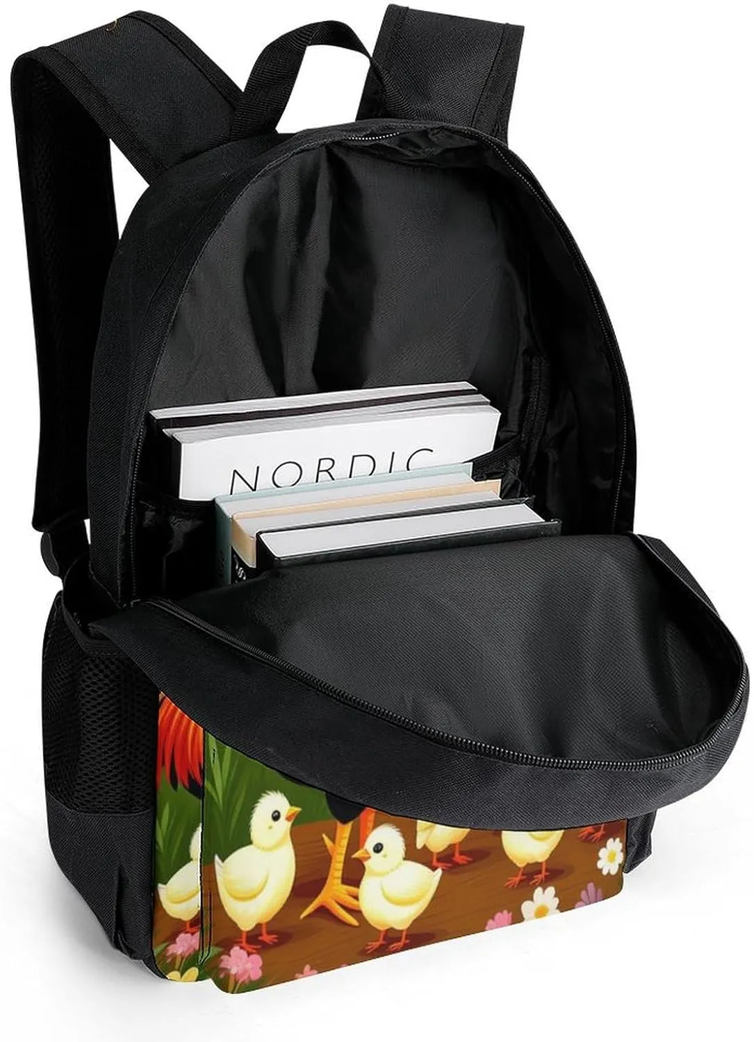 Rucksack Multipurpose Anti-Theft Big Capacity Shoulder Bag - Chicken Rooster Garden Flowers Art Travel Hiking & Camping Rucksack With Side Pockets