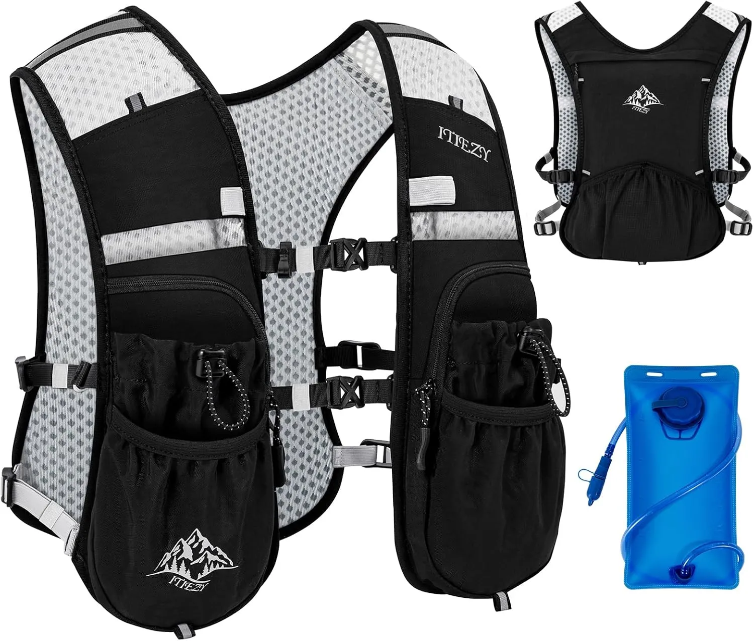Running Hydration Vest for Women Men - Waterproof Running Water Backpack Hydration Pack with 12 Pockets, Lightweight Water Vest for Hiking Trail Cycling Marathon Race
