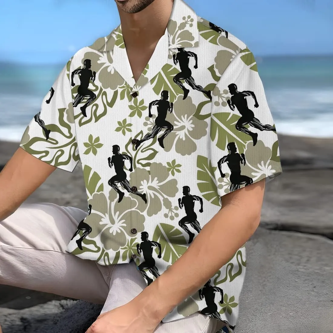 Running Marathon Hawaiian Shirts for Men - Runner Button Down Mens Hawaiian Shirts Short Sleeve Luau Beach Shirt Series 26