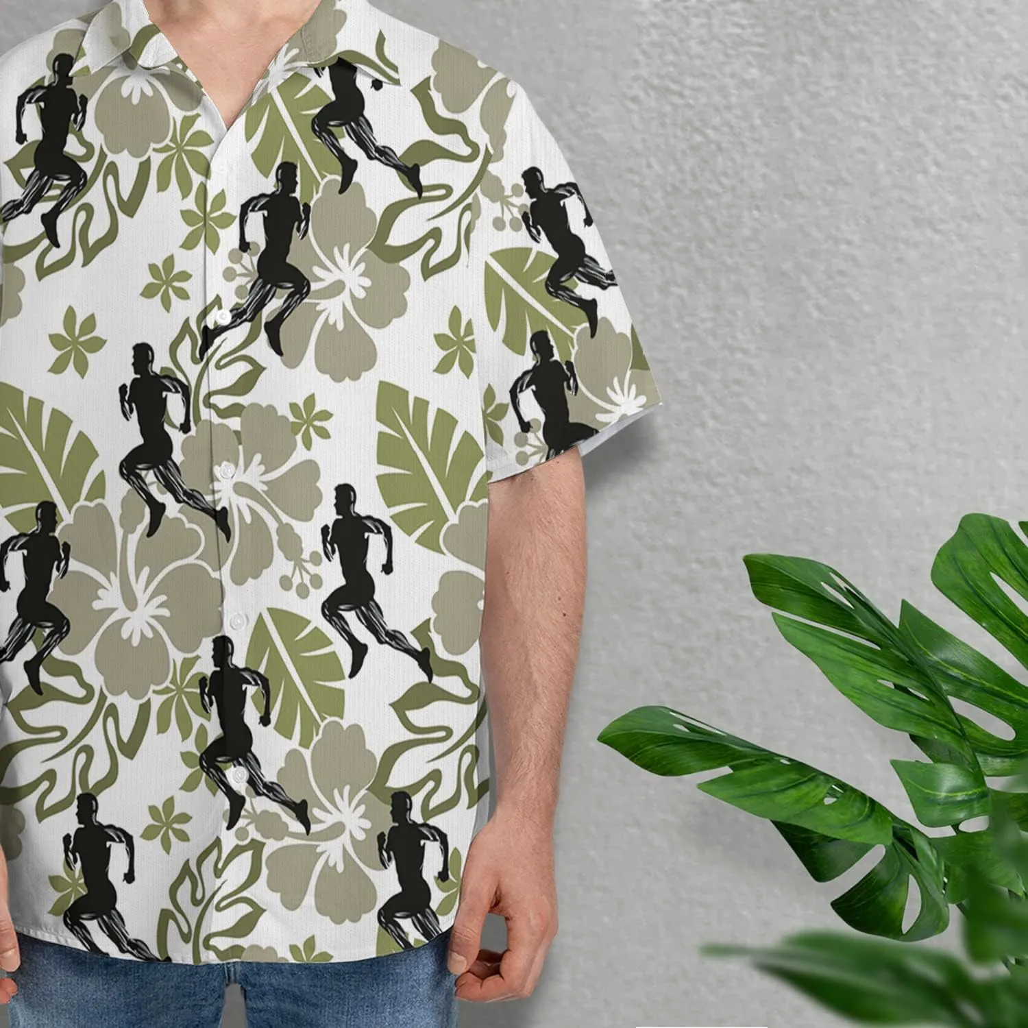 Running Marathon Hawaiian Shirts for Men - Runner Button Down Mens Hawaiian Shirts Short Sleeve Luau Beach Shirt Series 26