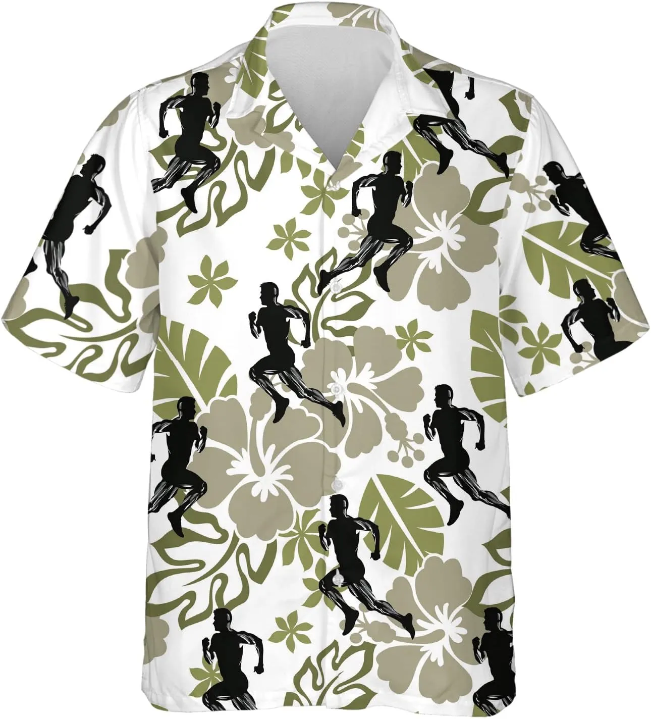Running Marathon Hawaiian Shirts for Men - Runner Button Down Mens Hawaiian Shirts Short Sleeve Luau Beach Shirt Series 26