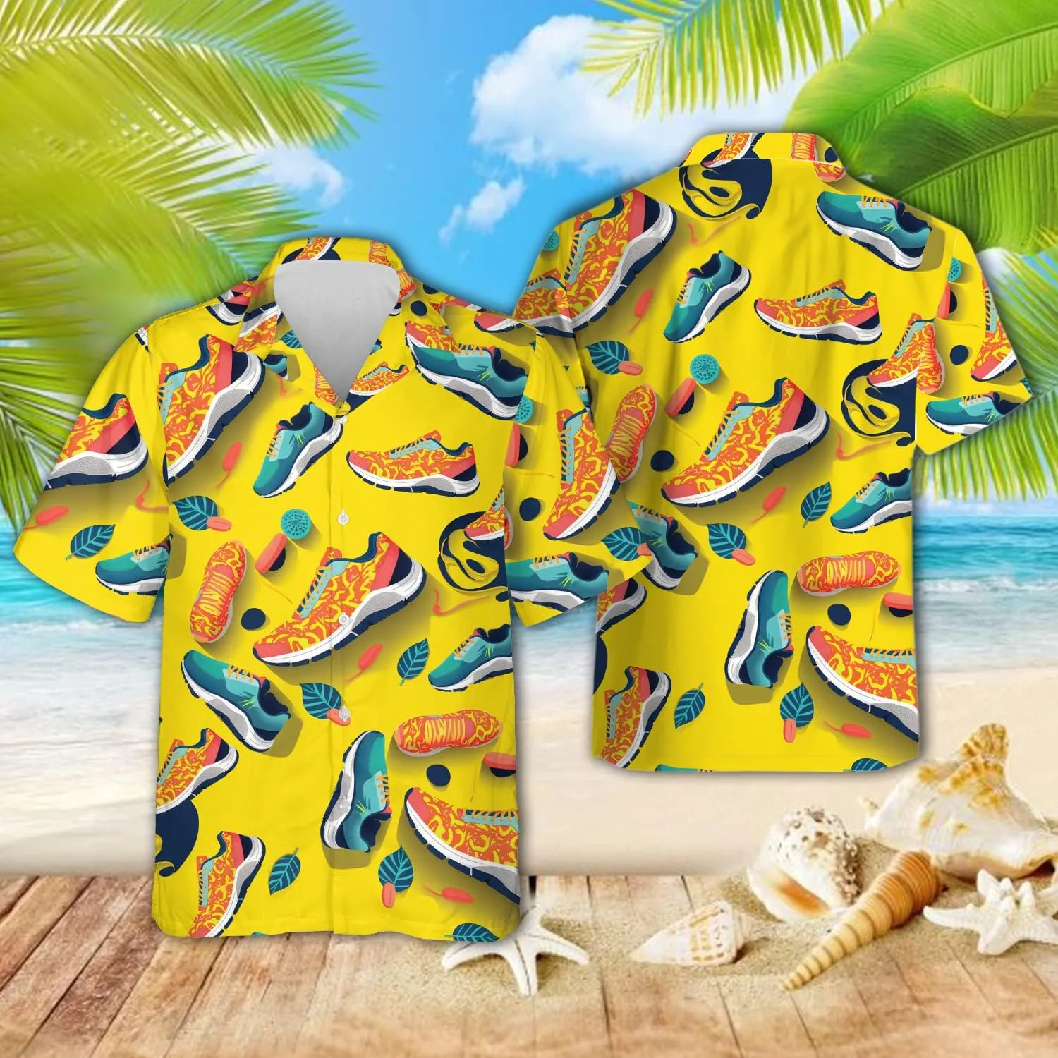 Running Marathon Hawaiian Shirts for Men - Runner Button Down Mens Hawaiian Shirts Short Sleeve Luau Beach Shirt Series 26