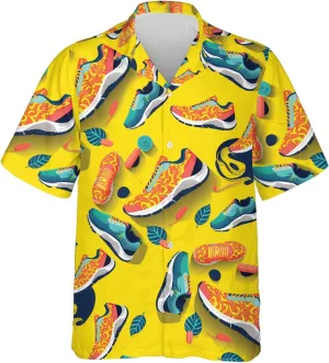 Running Marathon Hawaiian Shirts for Men - Runner Button Down Mens Hawaiian Shirts Short Sleeve Luau Beach Shirt Series 26