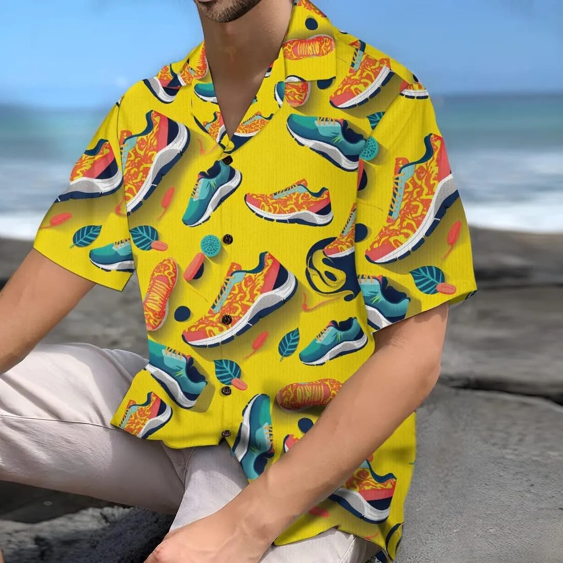 Running Marathon Hawaiian Shirts for Men - Runner Button Down Mens Hawaiian Shirts Short Sleeve Luau Beach Shirt Series 26