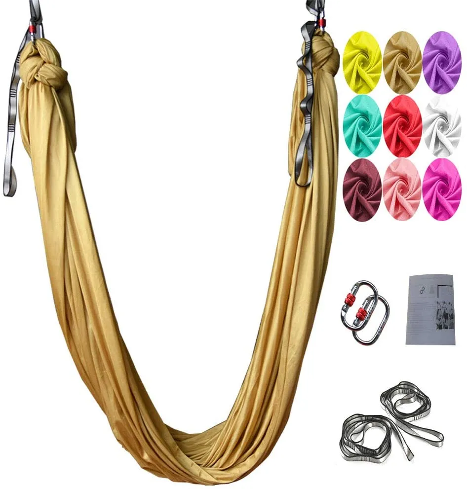 Rynx | Aerial Yoga Swing Set, L:5M W:2.8M Anti Gravity Hammock Inversion Exercises Includes 2 Carabiners, 2 Daisy Chain, 1 Hanging Instructions.