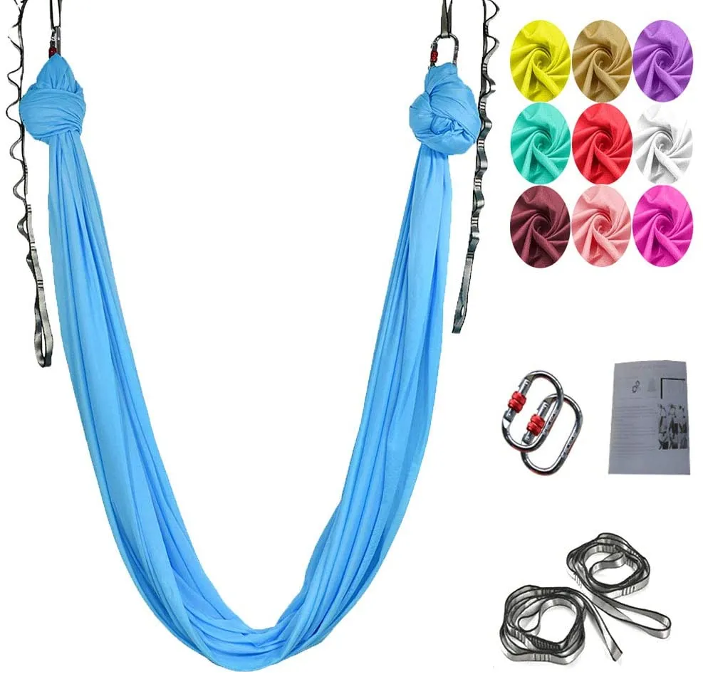 Rynx | Aerial Yoga Swing Set, L:5M W:2.8M Anti Gravity Hammock Inversion Exercises Includes 2 Carabiners, 2 Daisy Chain, 1 Hanging Instructions.
