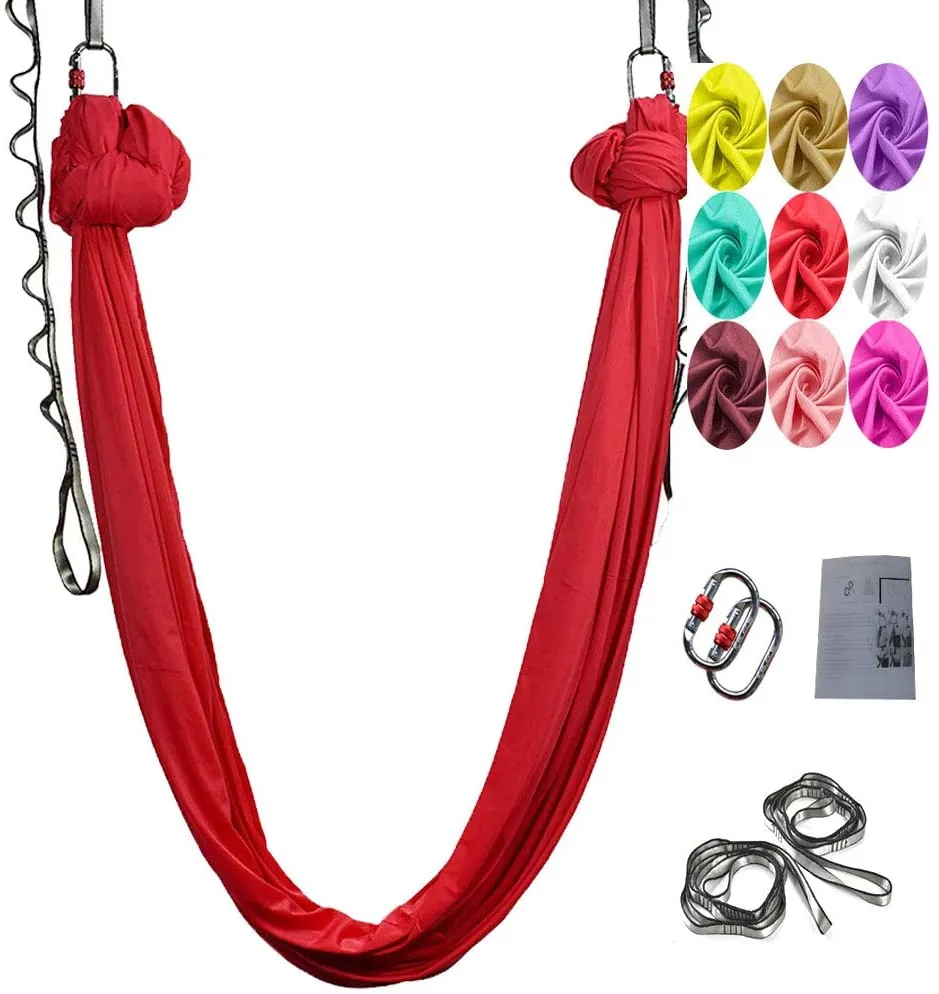 Rynx | Aerial Yoga Swing Set, L:5M W:2.8M Anti Gravity Hammock Inversion Exercises Includes 2 Carabiners, 2 Daisy Chain, 1 Hanging Instructions.