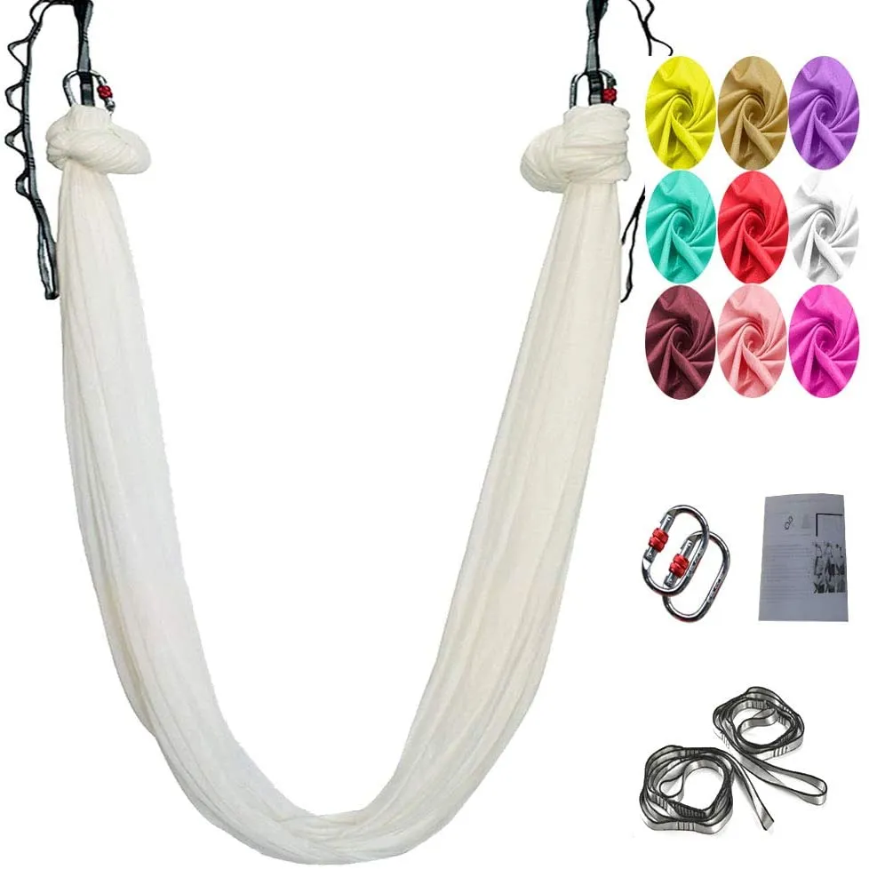 Rynx | Aerial Yoga Swing Set, L:5M W:2.8M Anti Gravity Hammock Inversion Exercises Includes 2 Carabiners, 2 Daisy Chain, 1 Hanging Instructions.
