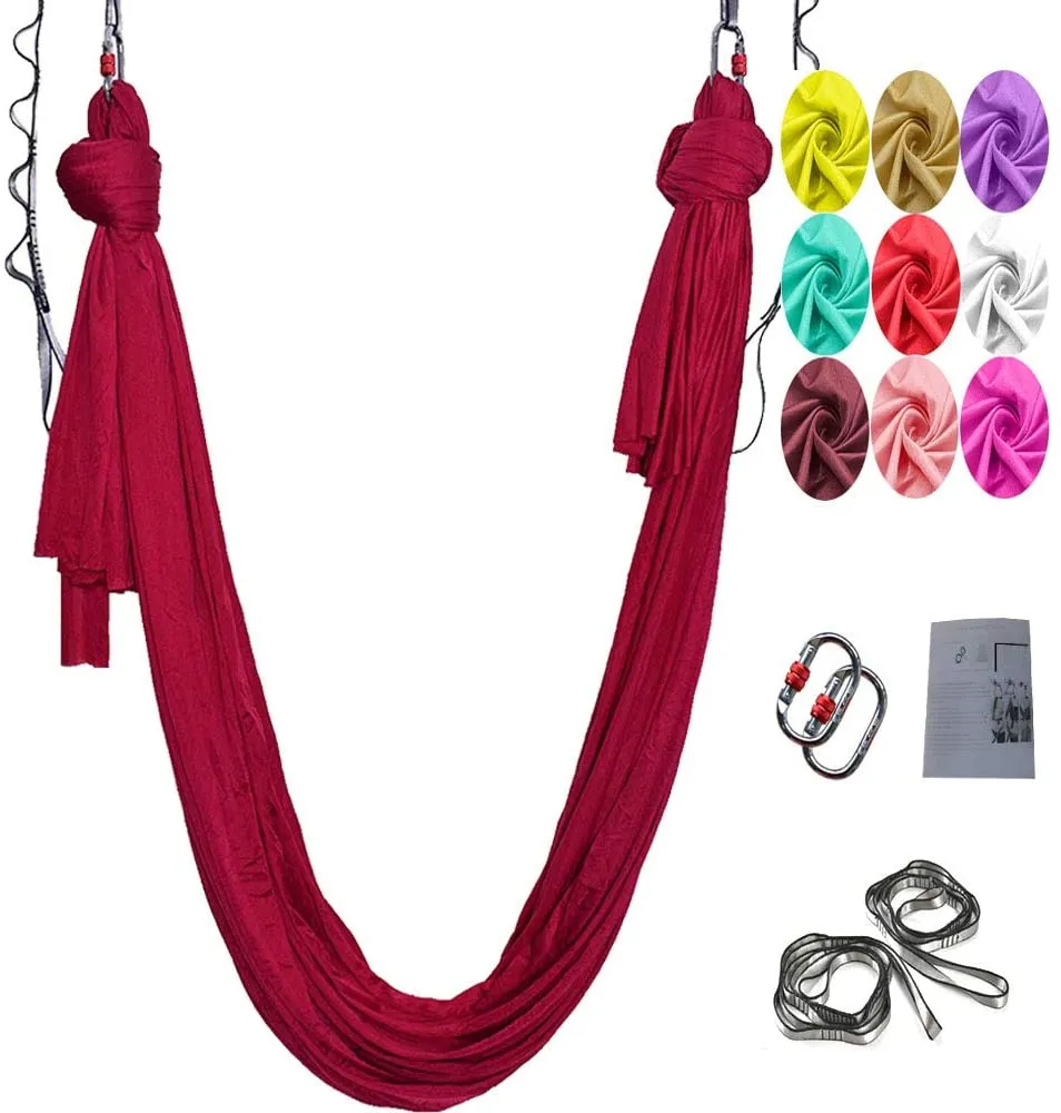Rynx | Aerial Yoga Swing Set, L:5M W:2.8M Anti Gravity Hammock Inversion Exercises Includes 2 Carabiners, 2 Daisy Chain, 1 Hanging Instructions.