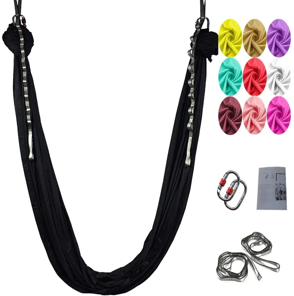 Rynx | Aerial Yoga Swing Set, L:5M W:2.8M Anti Gravity Hammock Inversion Exercises Includes 2 Carabiners, 2 Daisy Chain, 1 Hanging Instructions.