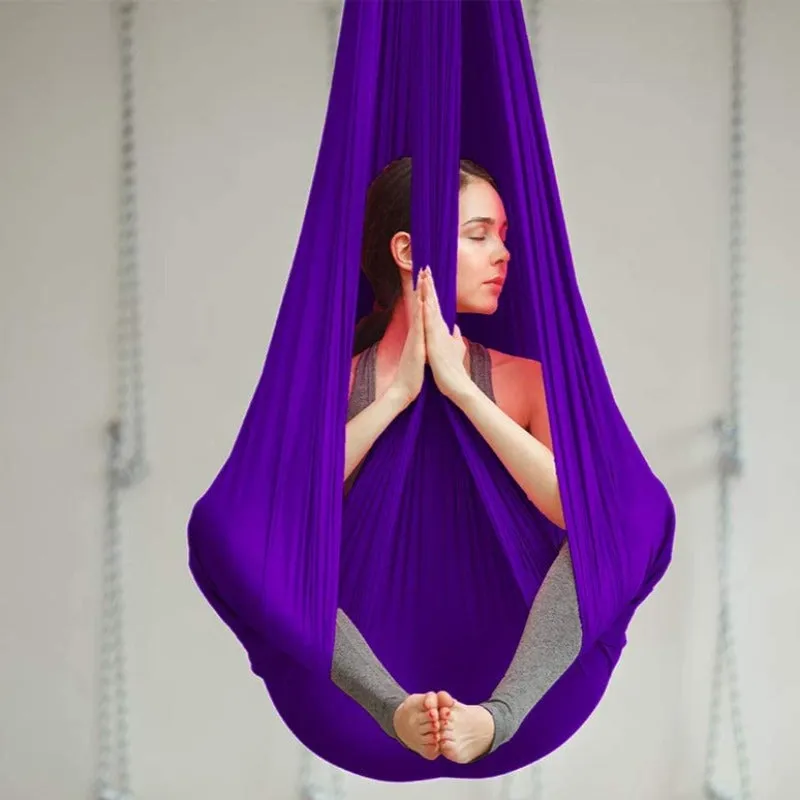 Rynx | Aerial Yoga Swing Set, L:5M W:2.8M Anti Gravity Hammock Inversion Exercises Includes 2 Carabiners, 2 Daisy Chain, 1 Hanging Instructions.