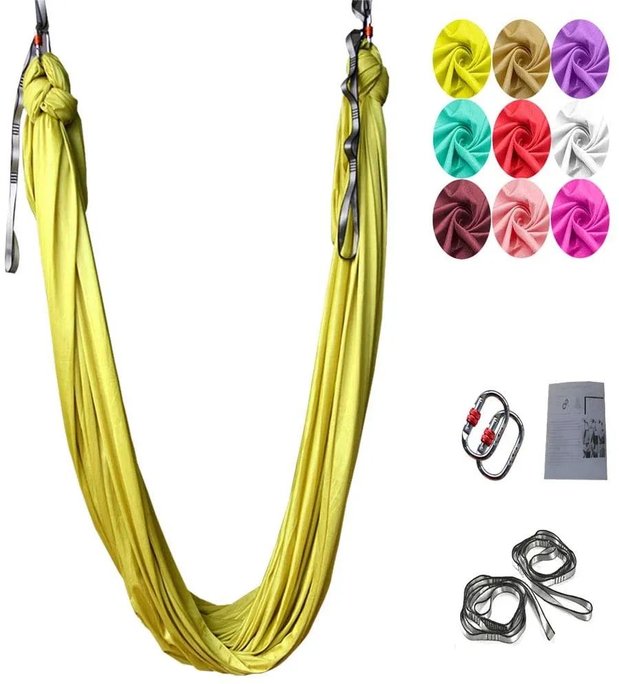 Rynx | Aerial Yoga Swing Set, L:5M W:2.8M Anti Gravity Hammock Inversion Exercises Includes 2 Carabiners, 2 Daisy Chain, 1 Hanging Instructions.