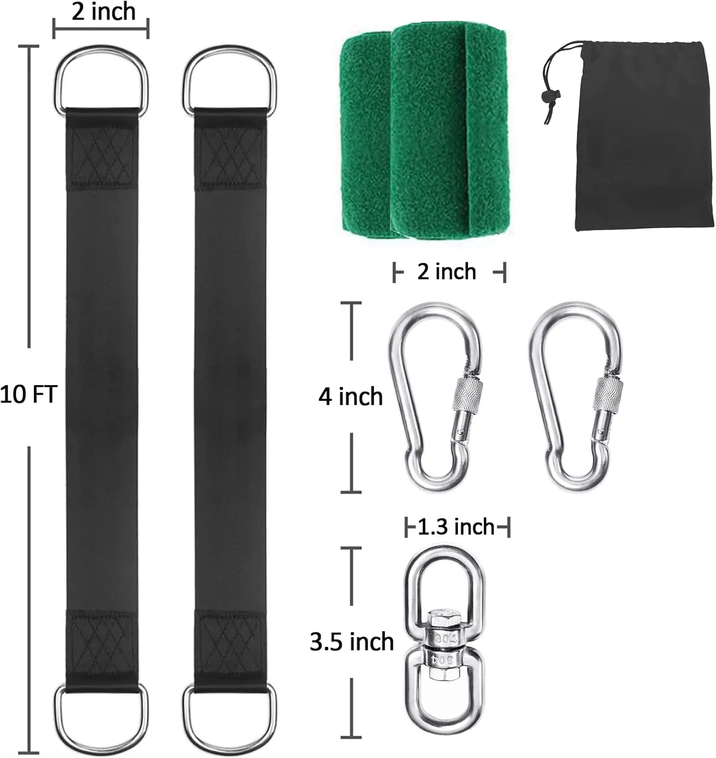 Safe Tree Swing Hanging Straps Kit, 3FT/10FT/15FT/20FT, Heavy Duty Holds 5500LBS Extra Long Adjustable Tree Swing Straps, Easy & Fast Way to Hang Any Swing or Hammock(10 FT)