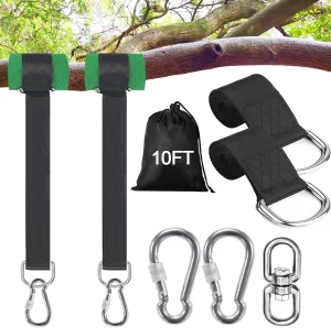Safe Tree Swing Hanging Straps Kit, 3FT/10FT/15FT/20FT, Heavy Duty Holds 5500LBS Extra Long Adjustable Tree Swing Straps, Easy & Fast Way to Hang Any Swing or Hammock(10 FT)