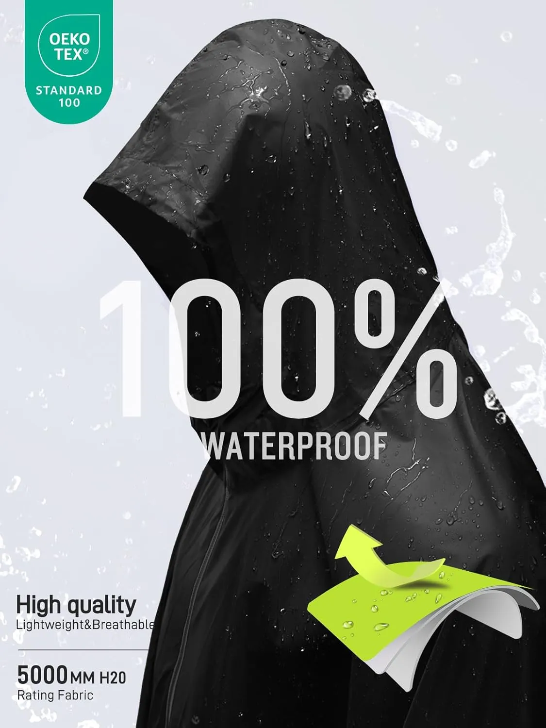 SaphiRose Hooded Rain Poncho Waterproof Raincoat Jacket for Men Women Adults