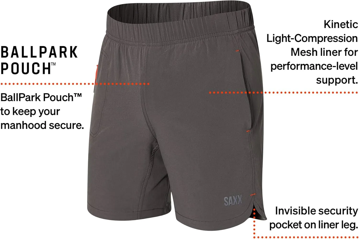 SAXX Gainmaker 2N1 Short–7” Regular Exercise Shorts for Men with Built-In Pouch Support– 2 in 1 Workout, Sports, Gym Shorts