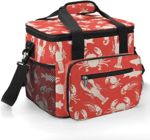 Sea Animal Crab Lobster 22.5L Insulated Camping Coolers Bag Large Leakproof Ice Chest for Beach Travel Picnic