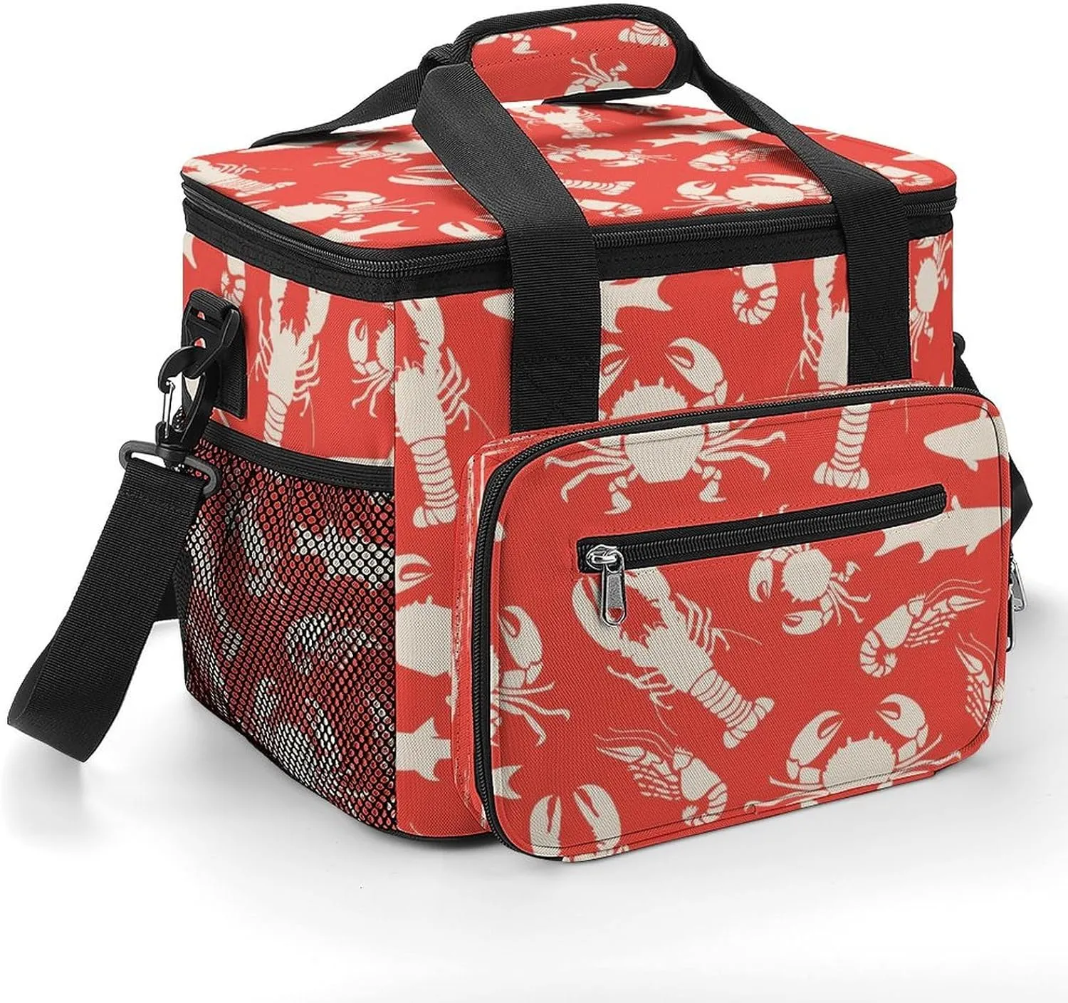 Sea Animal Crab Lobster 22.5L Insulated Camping Coolers Bag Large Leakproof Ice Chest for Beach Travel Picnic