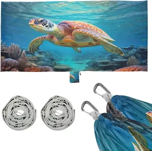 Sea Turtle Camping Hammock, Single Portable Hammocks with Tree Straps & Attached Carry Bag, 330Lbs Capacity Perfect for Outside Indoor Hiking Beach Backpack Travel