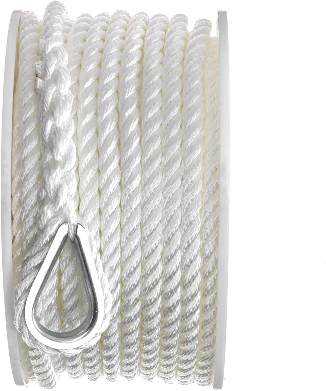 Seachoice Anchor Line Rope, 3-Strand Twisted, White, Nylon