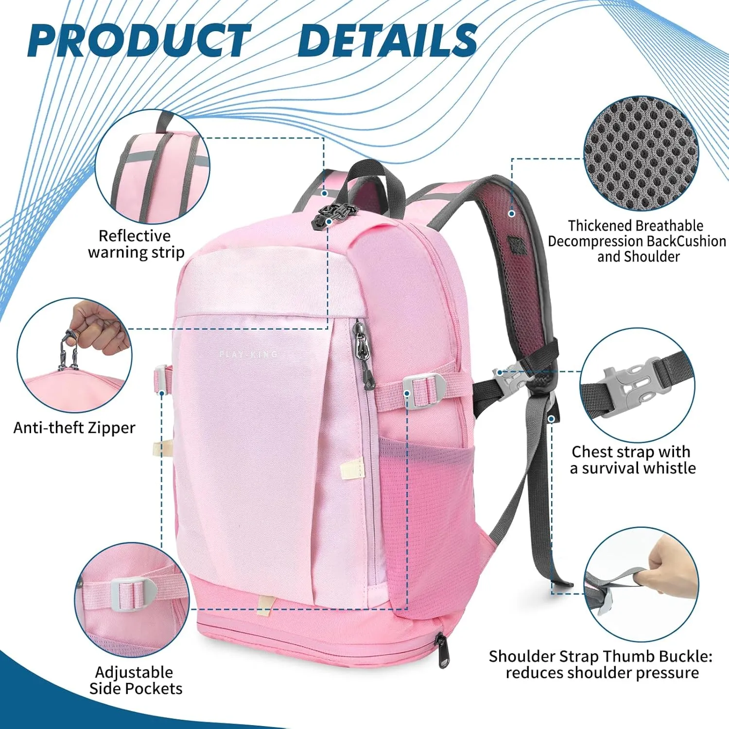 Seektop Kids Backpack 16L - Lightweight Waterproof School Bag for Boys & Girls Ages 3-13 (31.5-60in Height) - Outdoor Travel Camping Daypack
