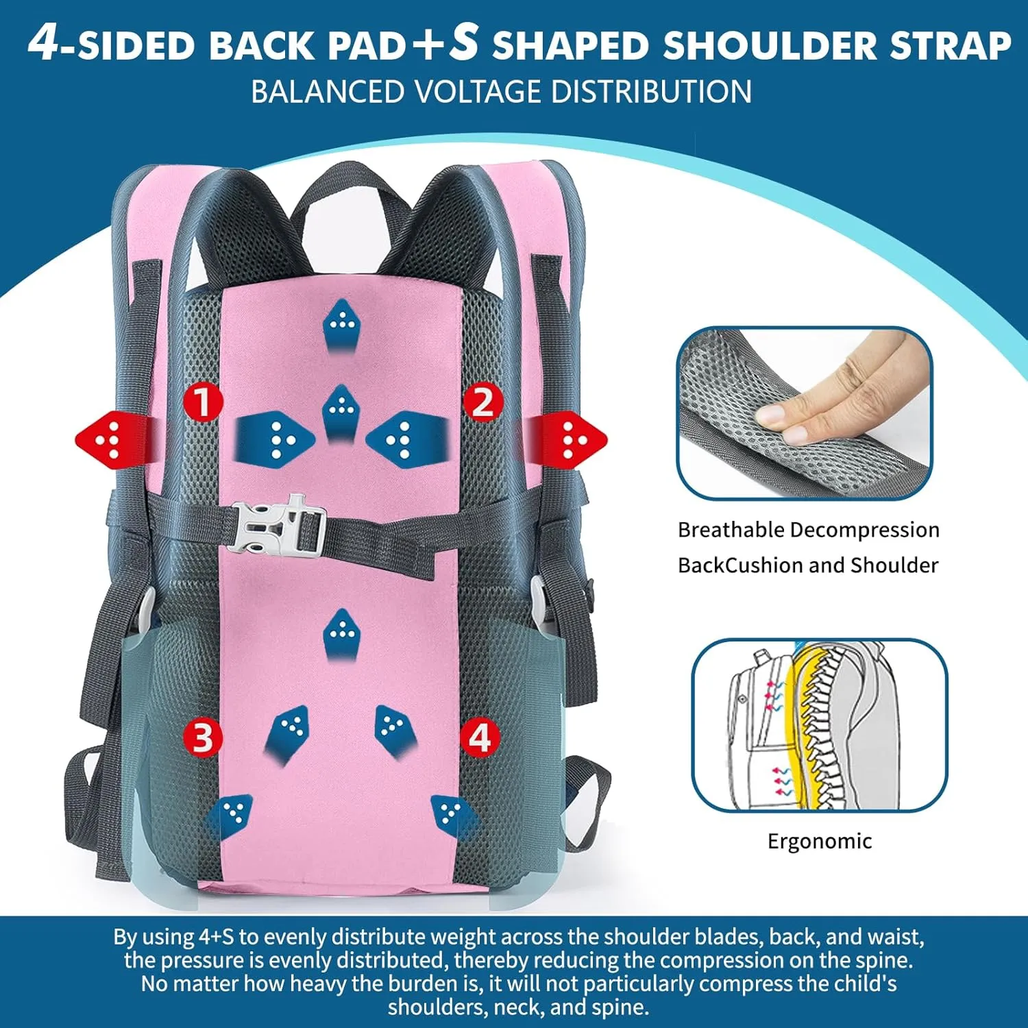 Seektop Kids Backpack 16L - Lightweight Waterproof School Bag for Boys & Girls Ages 3-13 (31.5-60in Height) - Outdoor Travel Camping Daypack