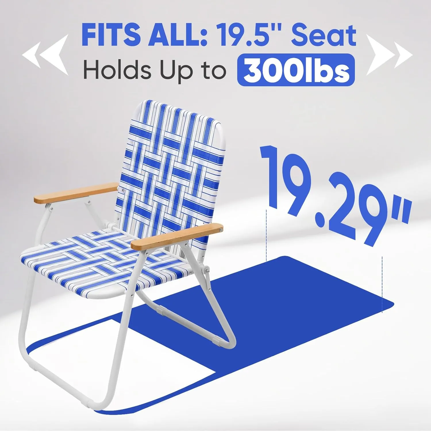 Sekey Folding Lawn Chairs, Beach Chairs for Adults with Backpack, Camping Chairs with Webbed Airflow Mesh, Patio Chairs with Rust-Proof Coating, Webbed Lawn Chair for Outdoor, Fishing, Backyard, Blue