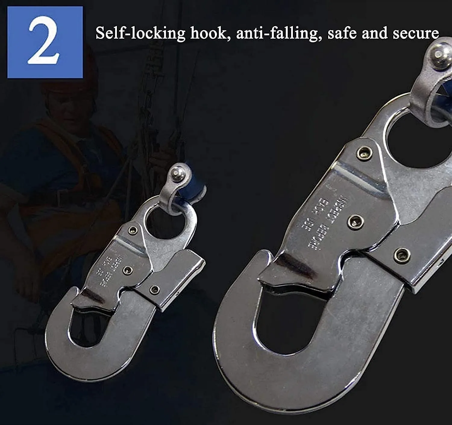 Self-Retracting Lifeline 16ft Fall Protection Safety Lanyard, Alloy Steel Hook, 330lbs Load, 5m Fall Arrest Device