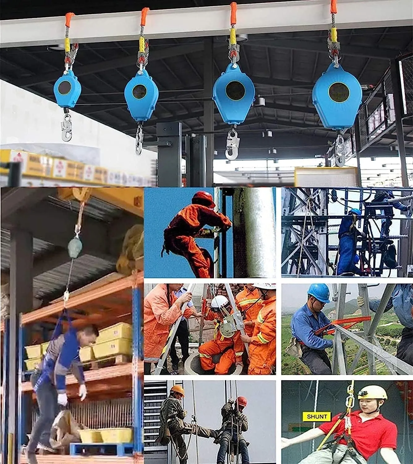 Self-Retracting Lifeline 16ft Fall Protection Safety Lanyard, Alloy Steel Hook, 330lbs Load, 5m Fall Arrest Device