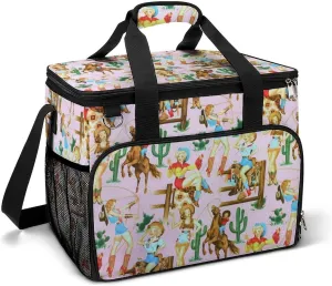 Sexy American Rustic West Cultural Cowgirl Cooler Bag, Collapsible Soft Sided Cooler, Large Leakproof Camping Cooler, Portable Travel Cooler for Camping, Road Trips
