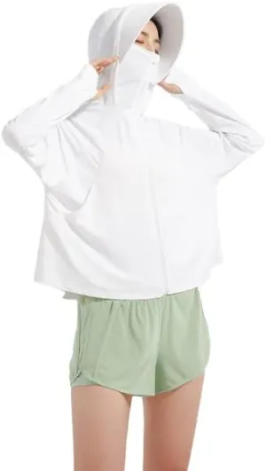 Shanghai Story Fishing Hunting Clothing For Women UPF 50  UV Sun Protection Long Sleeve Jacket Hoodie with Face Mask
