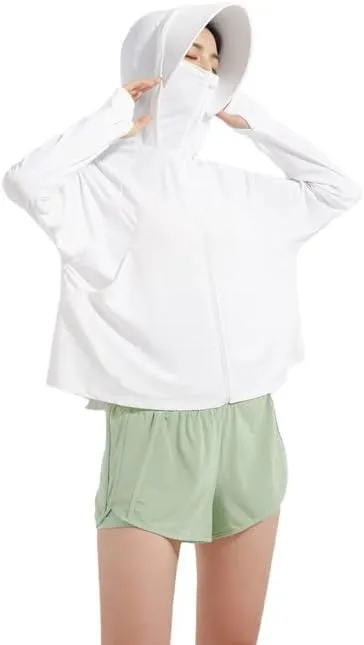 Shanghai Story Fishing Hunting Clothing For Women UPF 50  UV Sun Protection Long Sleeve Jacket Hoodie with Face Mask