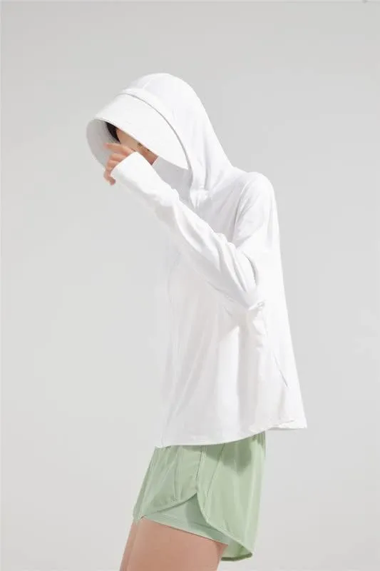 Shanghai Story Fishing Hunting Clothing For Women UPF 50  UV Sun Protection Long Sleeve Jacket Hoodie with Face Mask