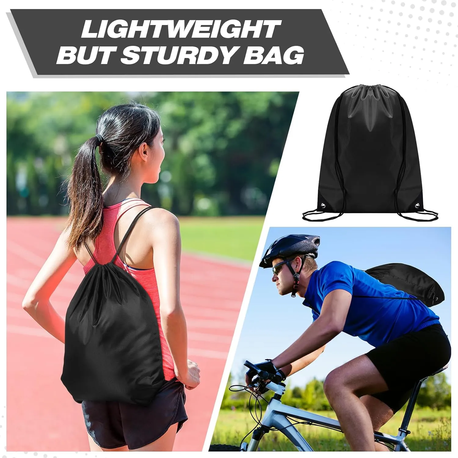 Shappy 150 Pcs Drawstring Backpack Bulk Sports Gym Cinch Bag Polyester String Bag for Men Women(Black)