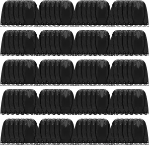 Shappy 150 Pcs Drawstring Backpack Bulk Sports Gym Cinch Bag Polyester String Bag for Men Women(Black)