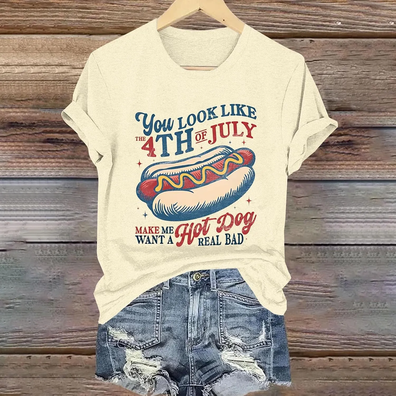 Shirts for Women 4th of July Outfits Flag Print Womens Tops Comfy Independence Day T Shirts USA Short Sleeve Shirts